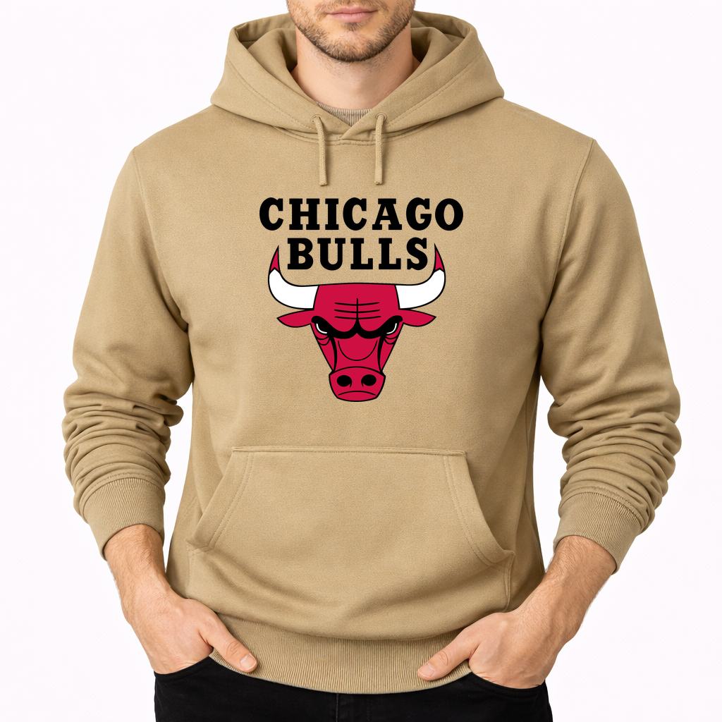 Men's Chicago bulls black Pullover Hoodie - Tan