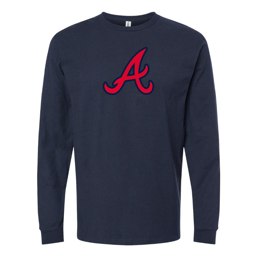 Men's Atlanta Braves Long sleeves Cotton Blend T-Shirt - Navy