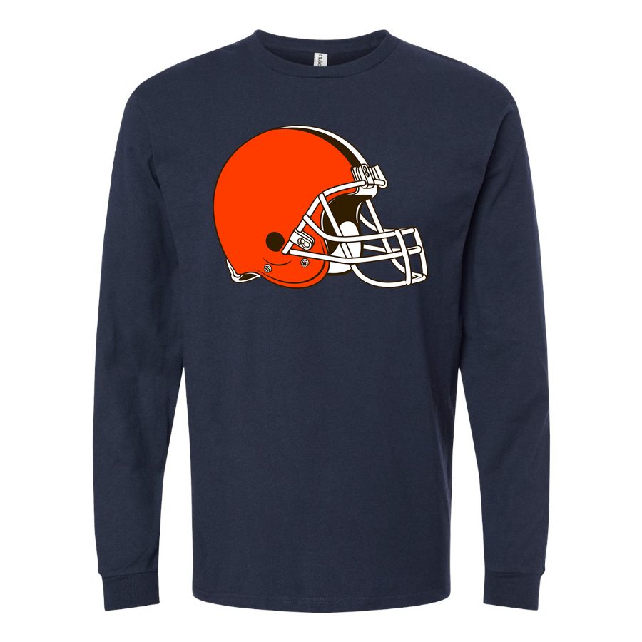 Men's Cleveland Browns Long sleeves Cotton Blend T-Shirt - Navy