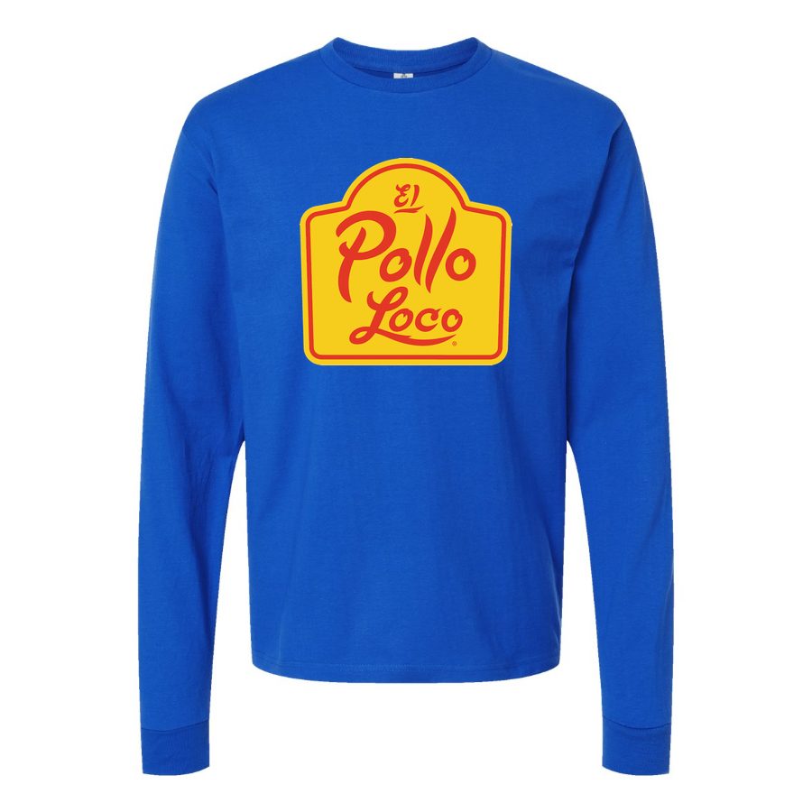 Men's Logo-El-Pollo-Loco Long sleeves Cotton Blend T-Shirt - Blue