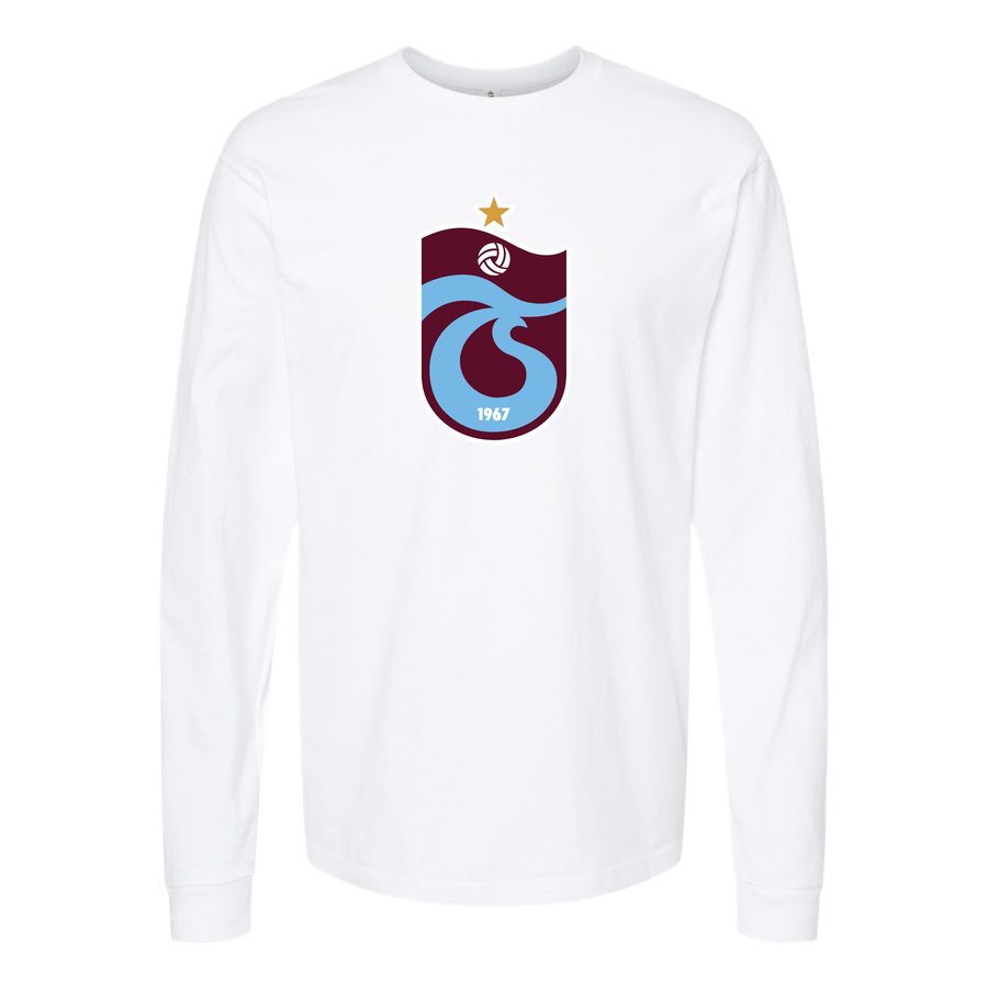 Men's Trabzonspor Soccer Logo Long sleeves Cotton Blend T-Shirt - White