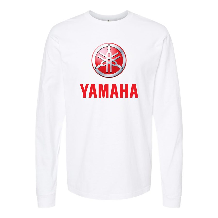 Men's YAMAHA Logo Long sleeves Cotton Blend T-Shirt - White