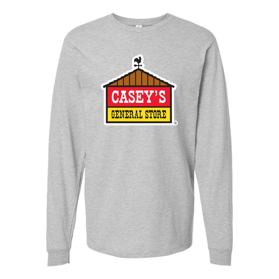 Men's Caseys-General-Stores-Logo-1536x864 Long sleeves Cotton Blend T-Shirt - Gray