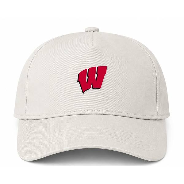 Wisconsin Badgers Logo Beige Dad Baseball Cap Hat
