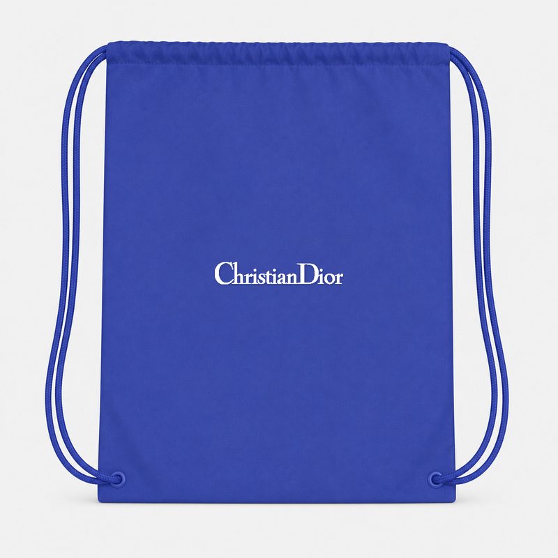 Dior White Alternate Drawstring Bag - Blue