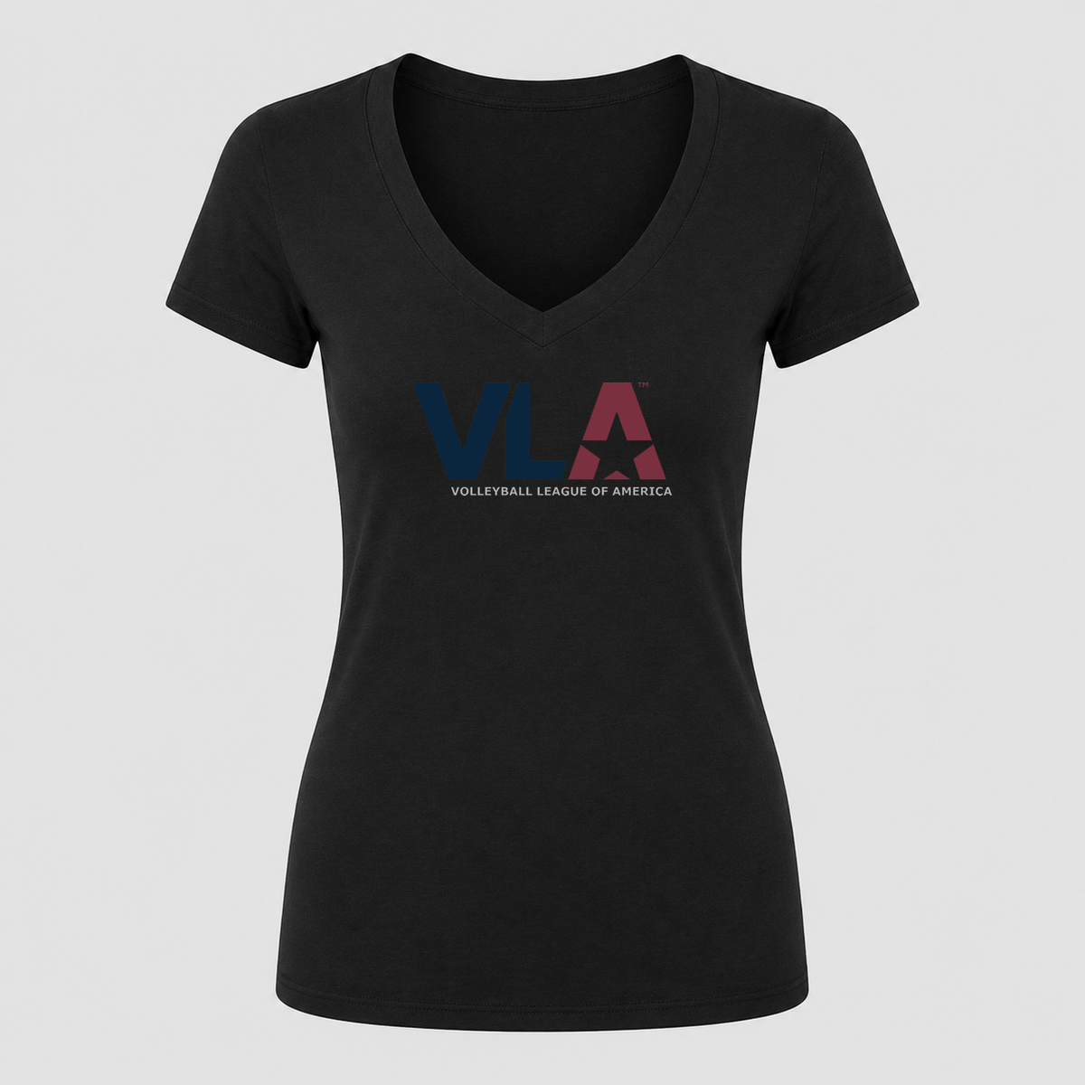 Women's American Volleyball League V Neck T-Shirt in black