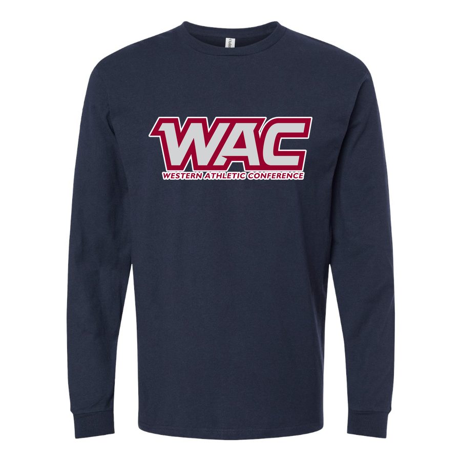 Men's Western Athletic Conference Logo2 Long sleeves Cotton Blend T-Shirt - Navy