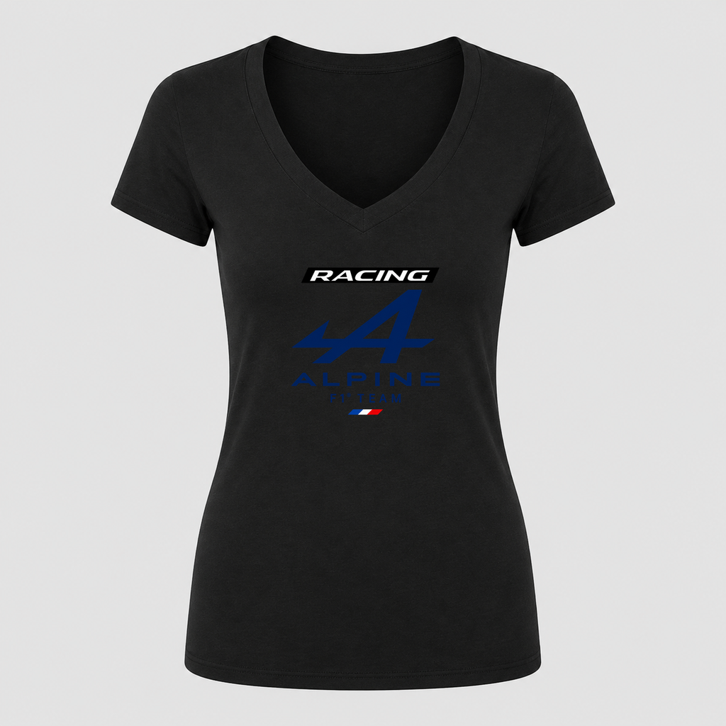 Women's Alpine F1 Team V Neck T-Shirt in black