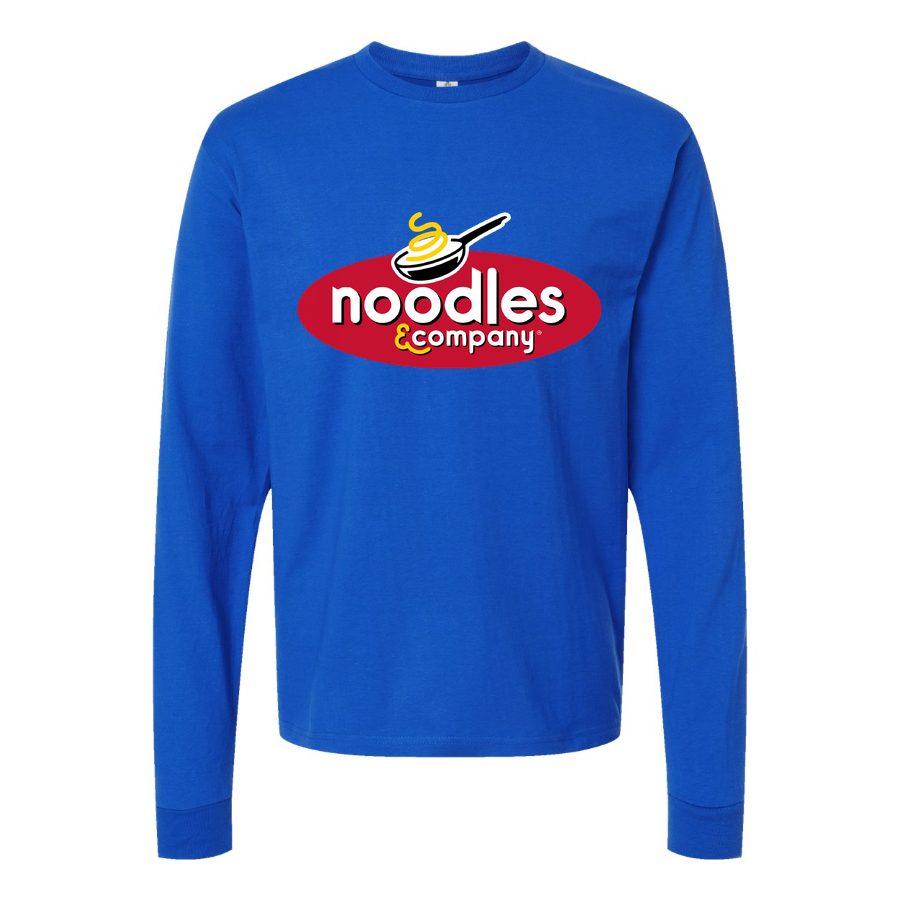 Men's Logo-Noodles-Company-1536x864 Long sleeves Cotton Blend T-Shirt - Blue