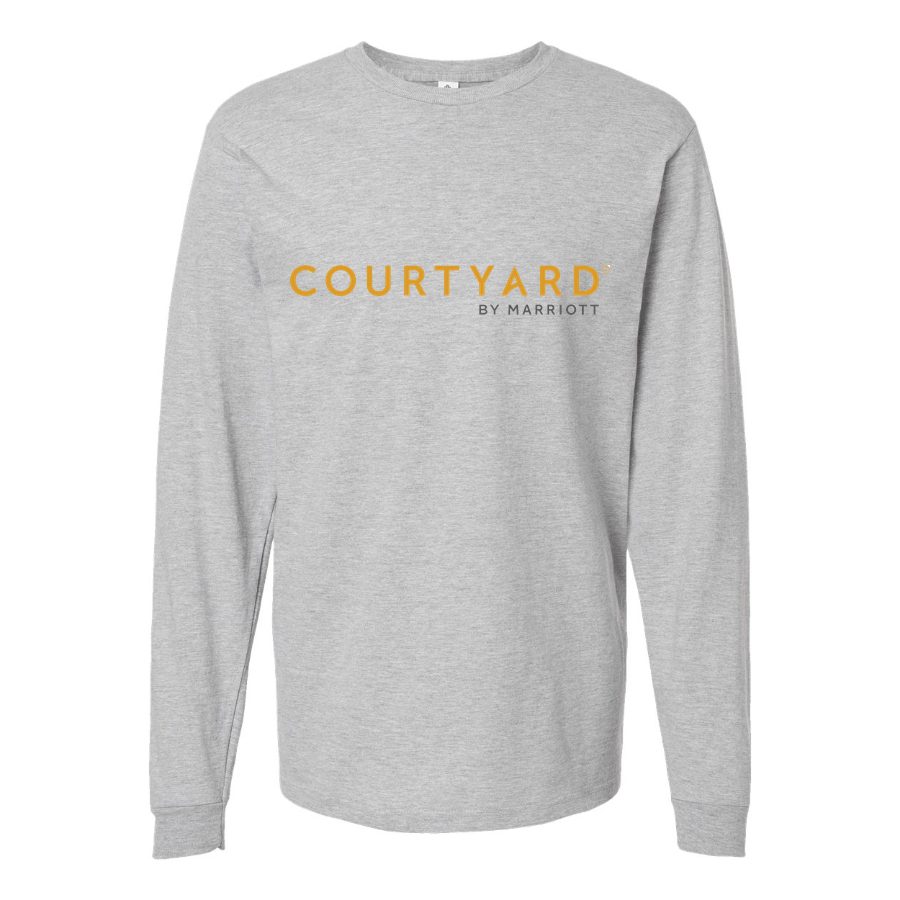 Men's Courtyard-logo-1536x864 Long sleeves Cotton Blend T-Shirt - Gray
