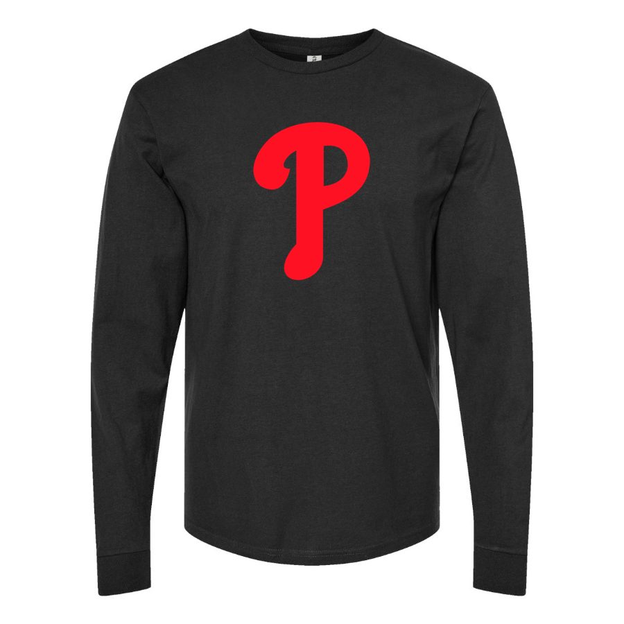 Men's Philadelphia Phillies Long sleeves Cotton Blend T-Shirt - Black