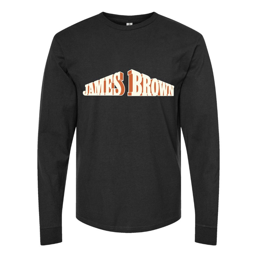 Men's James-Brown-Logo Long sleeves Cotton Blend T-Shirt - Black