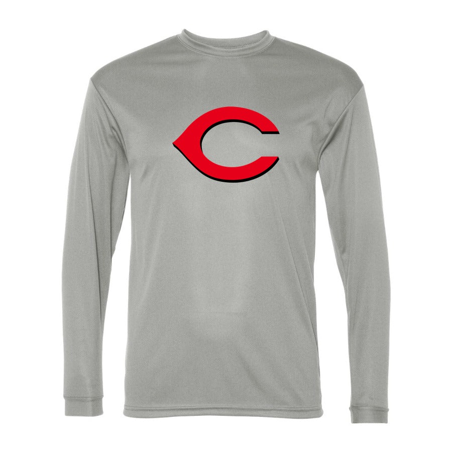 Men's Cincinnati Reds Polyester Long Sleeve T-Shirt - Gray