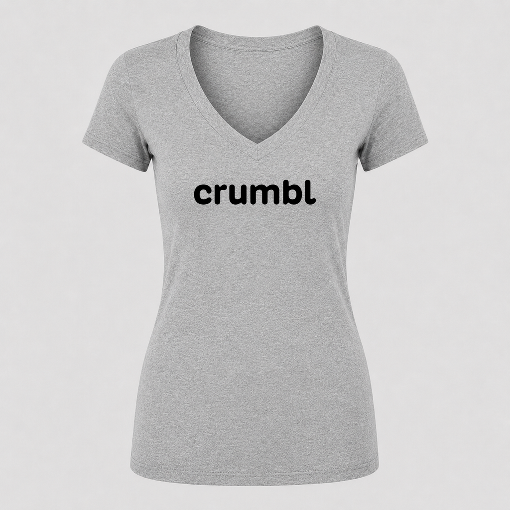 Women's Crumbl Cookies V Neck T-Shirt in gray