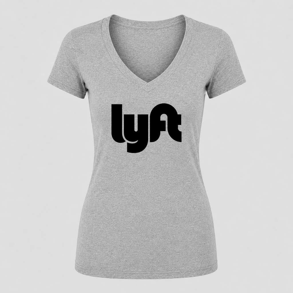 Women's Lyft Black Design V Neck T-Shirt in gray