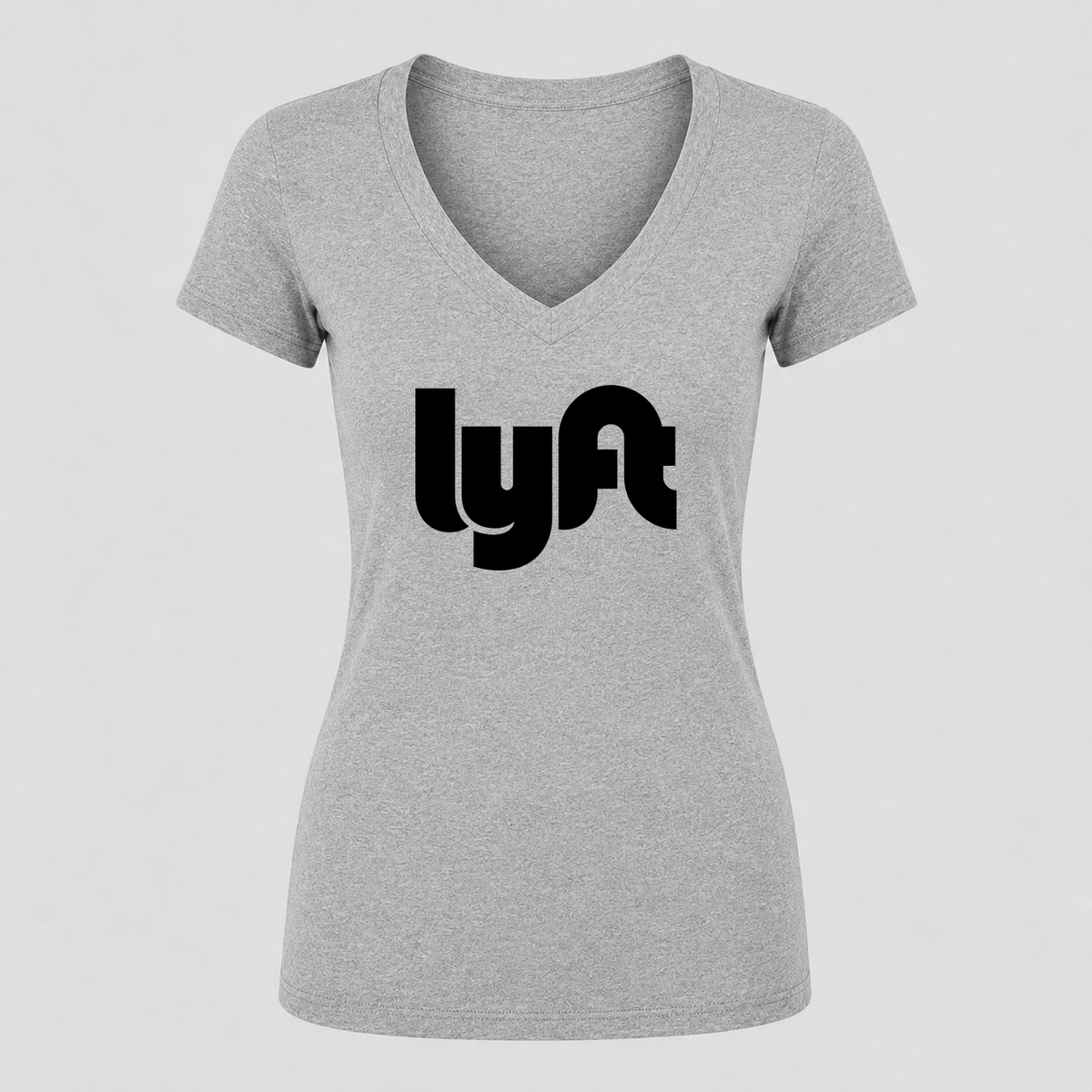 Women's Lyft Black Design V Neck T-Shirt in gray
