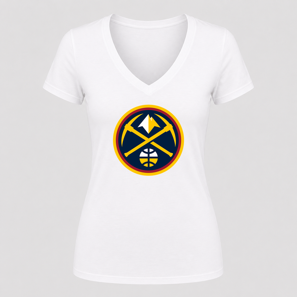 Women's Denver Nuggets V Neck T-Shirt in white