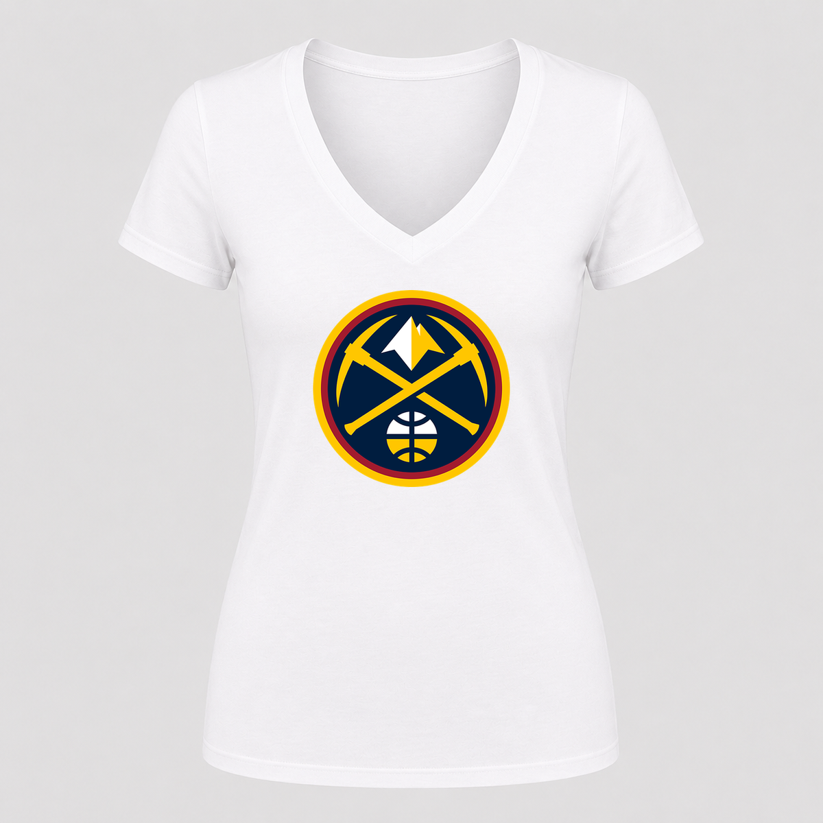 Women's Denver Nuggets V Neck T-Shirt in white