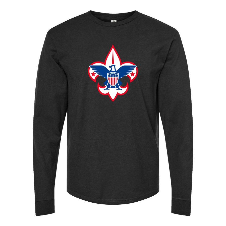 Men's Boy-Scout-Logo-1536x864 Long sleeves Cotton Blend T-Shirt - Black