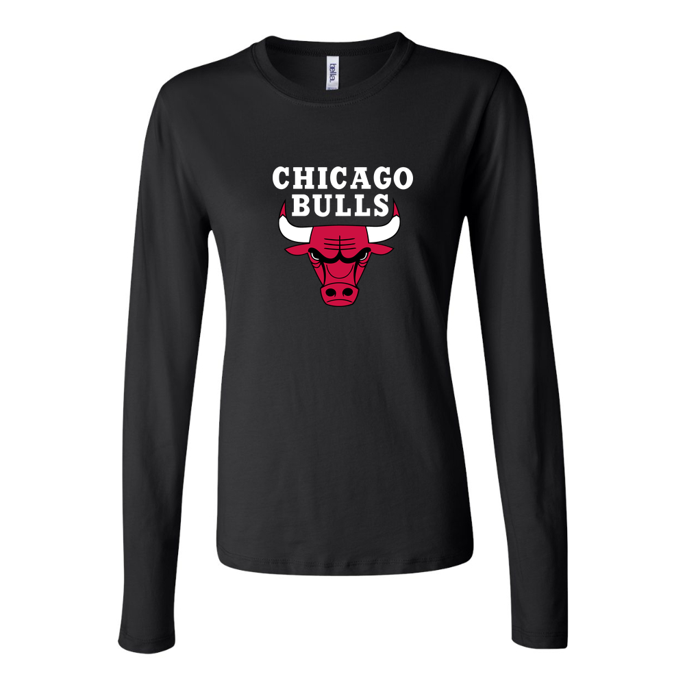 Women's Chicago bulls white Long Sleeve T-Shirt - Black