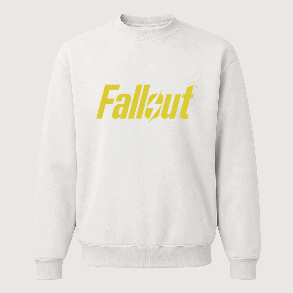 Men's Fallout Yellow Logo Crewneck Sweatshirt - White