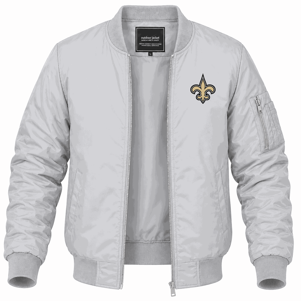 Men's New Orleans Saints Lightweight Bomber Jacket - Gray