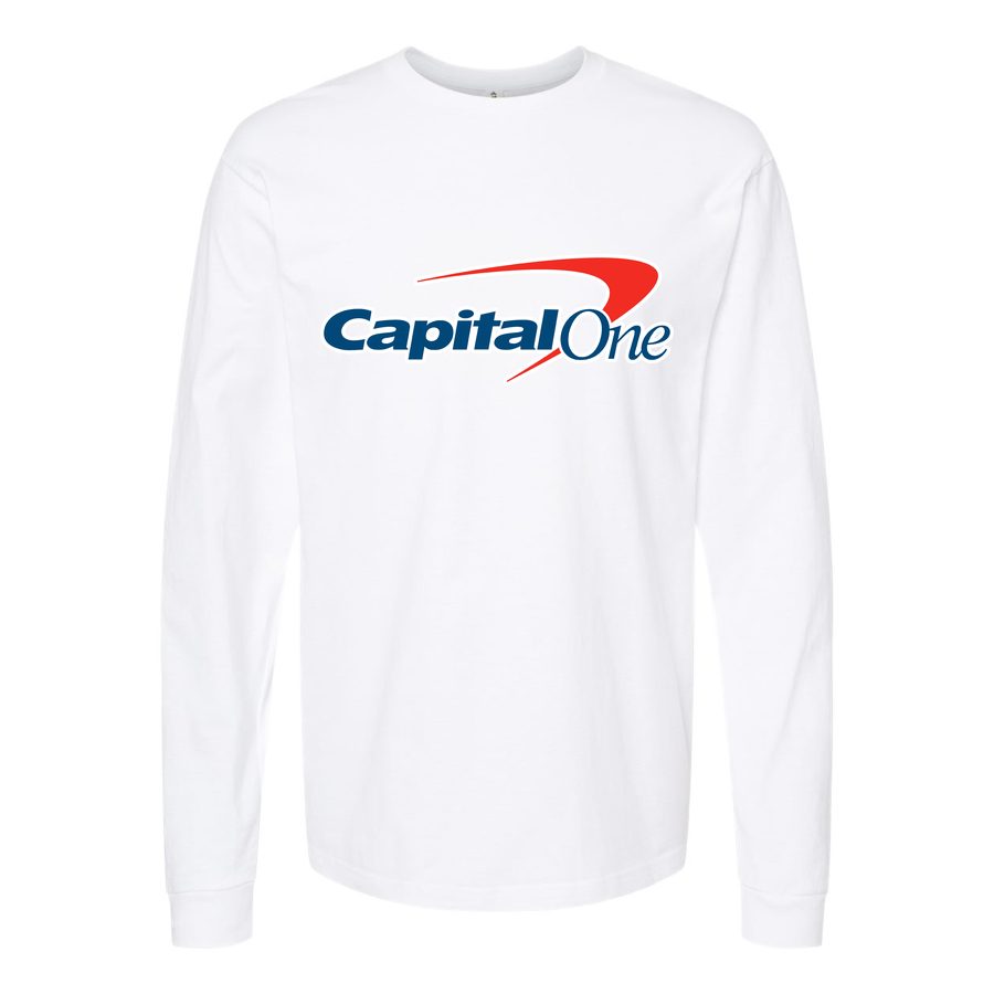 Men's Capital-One-Logo-1536x864 Long sleeves Cotton Blend T-Shirt - White