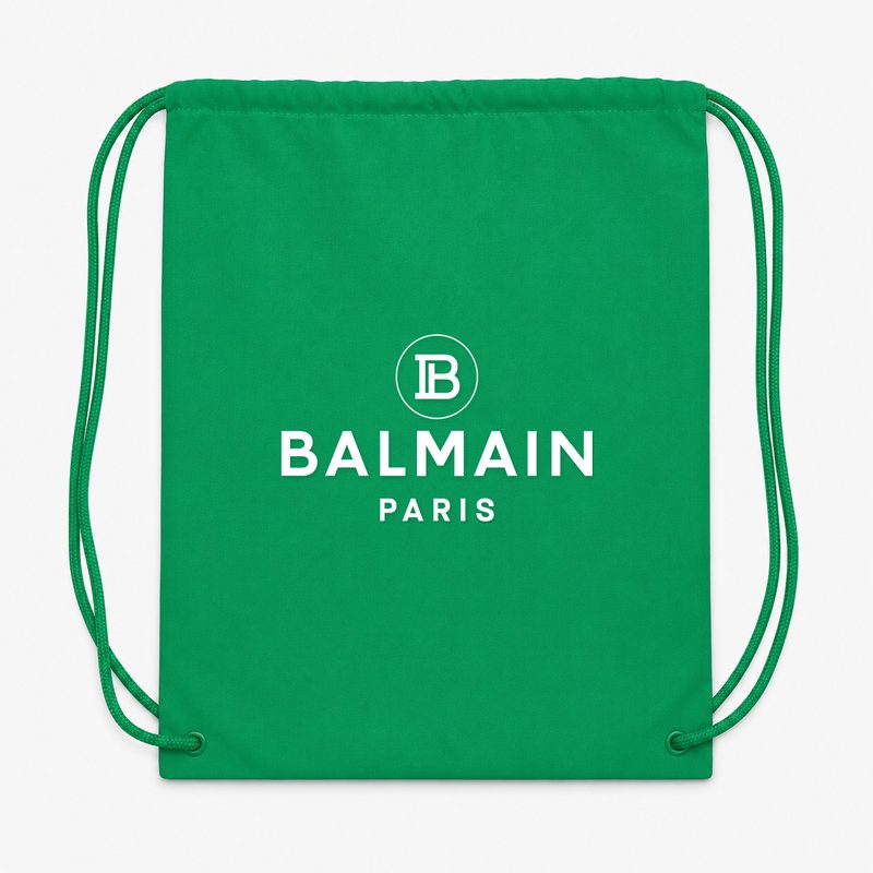 Balmain Paris White Drawstring Bag - Green