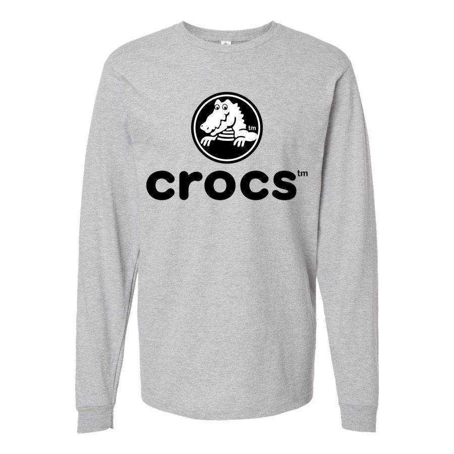 Men's Crocs-Logo-1536x864 Long sleeves Cotton Blend T-Shirt - Gray