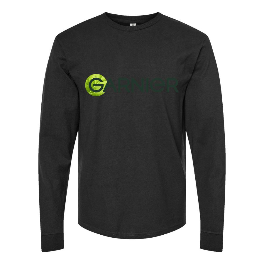 Men's Garnier-logo-1536x864 Long sleeves Cotton Blend T-Shirt - Black