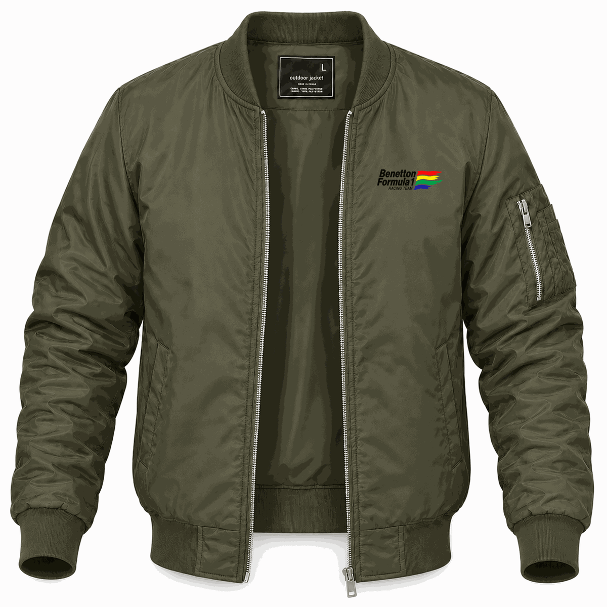 Men's Benetton Formula 1 Racing Team Lightweight Bomber Jacket - Army Green
