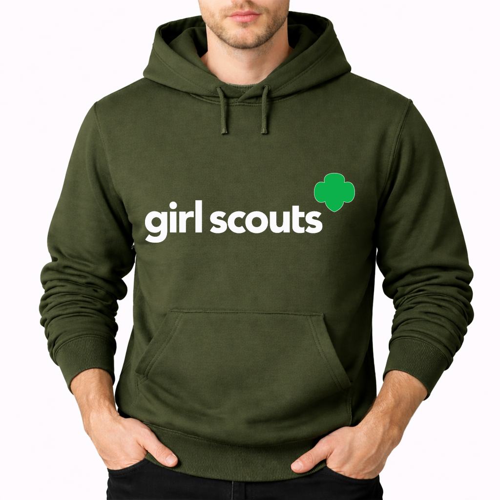 Men's Girl Scouts White Logo Pullover Hoodie - Army Green