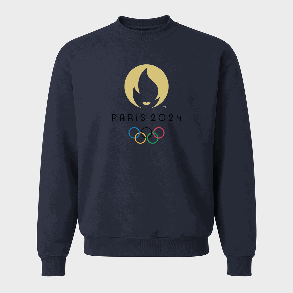 Men's Olympics 2024 Paris Black Logo Crewneck Sweatshirt - Navy