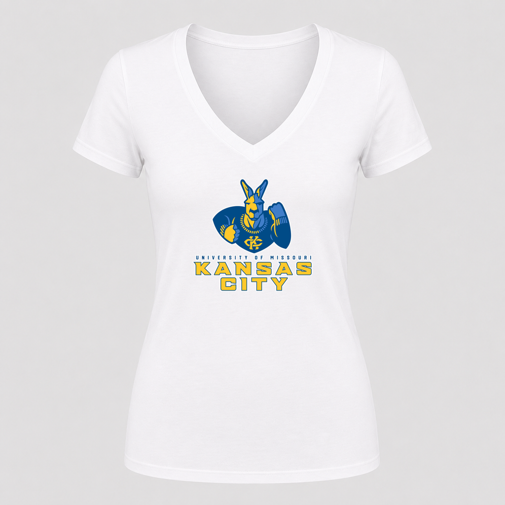 Women's UMKC Kangaroos V Neck T-Shirt in white