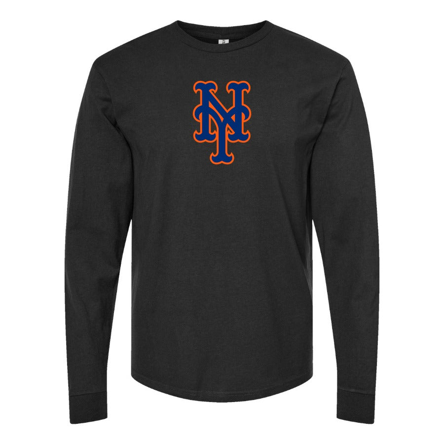 Men's New York Mets Long sleeves Cotton Blend T-Shirt - Black