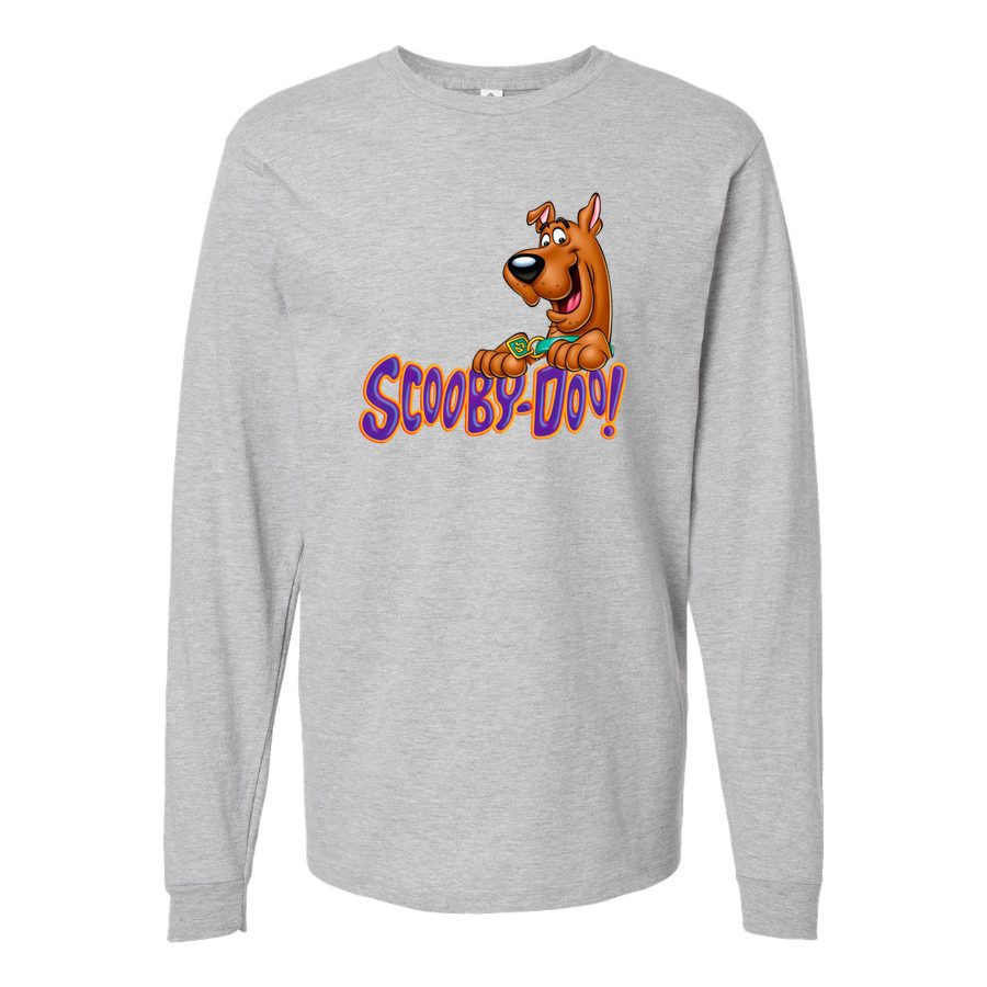 Men's Scooby-Doo-Logo-768x432 Long sleeves Cotton Blend T-Shirt - Gray