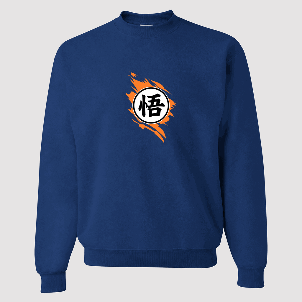 Men's Dragon Ball Z Goku Symbol Crewneck Sweatshirt - Blue