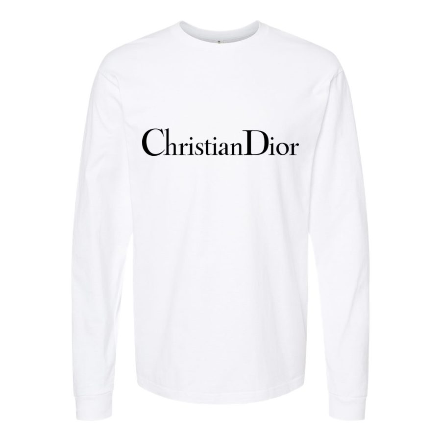 Men's Dior Logo Black Long sleeves Cotton Blend T-Shirt - White