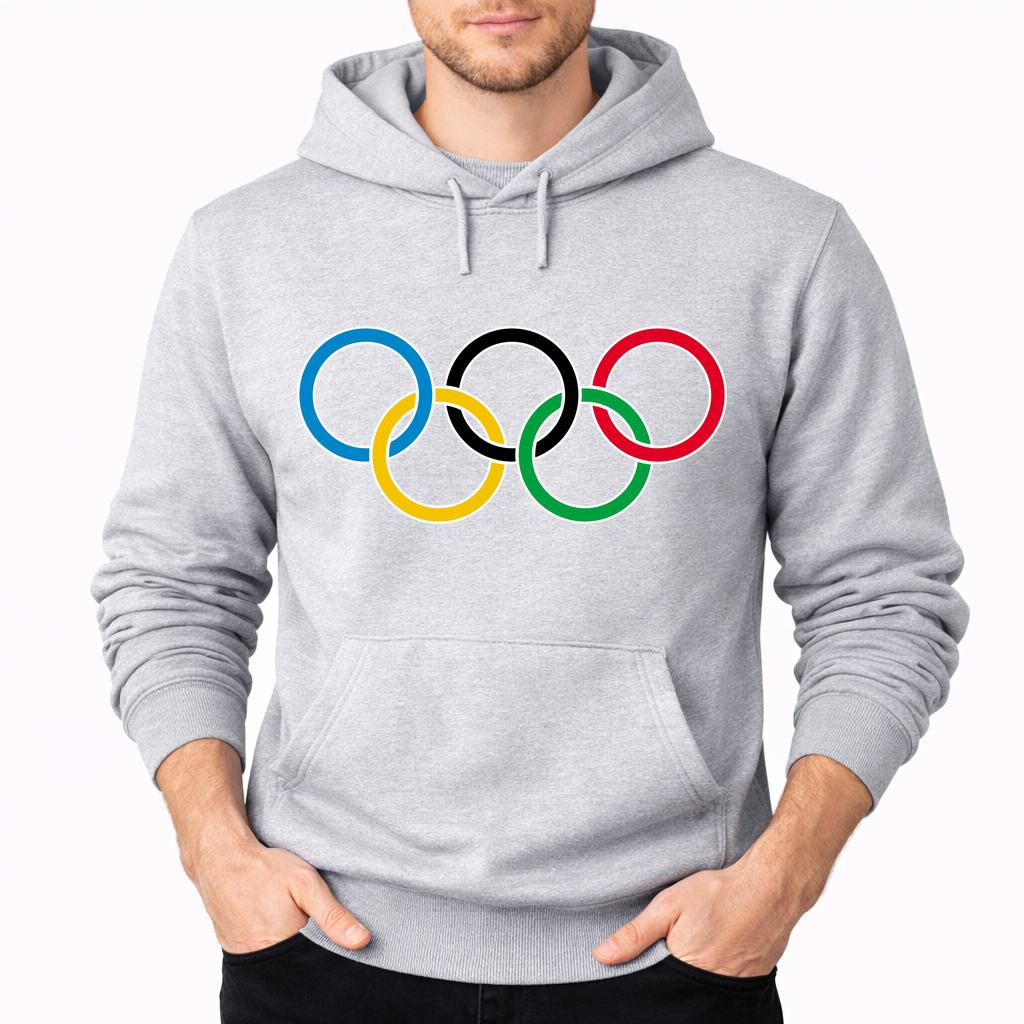 Men's Olympic Ring BK Pullover Hoodie - Gray