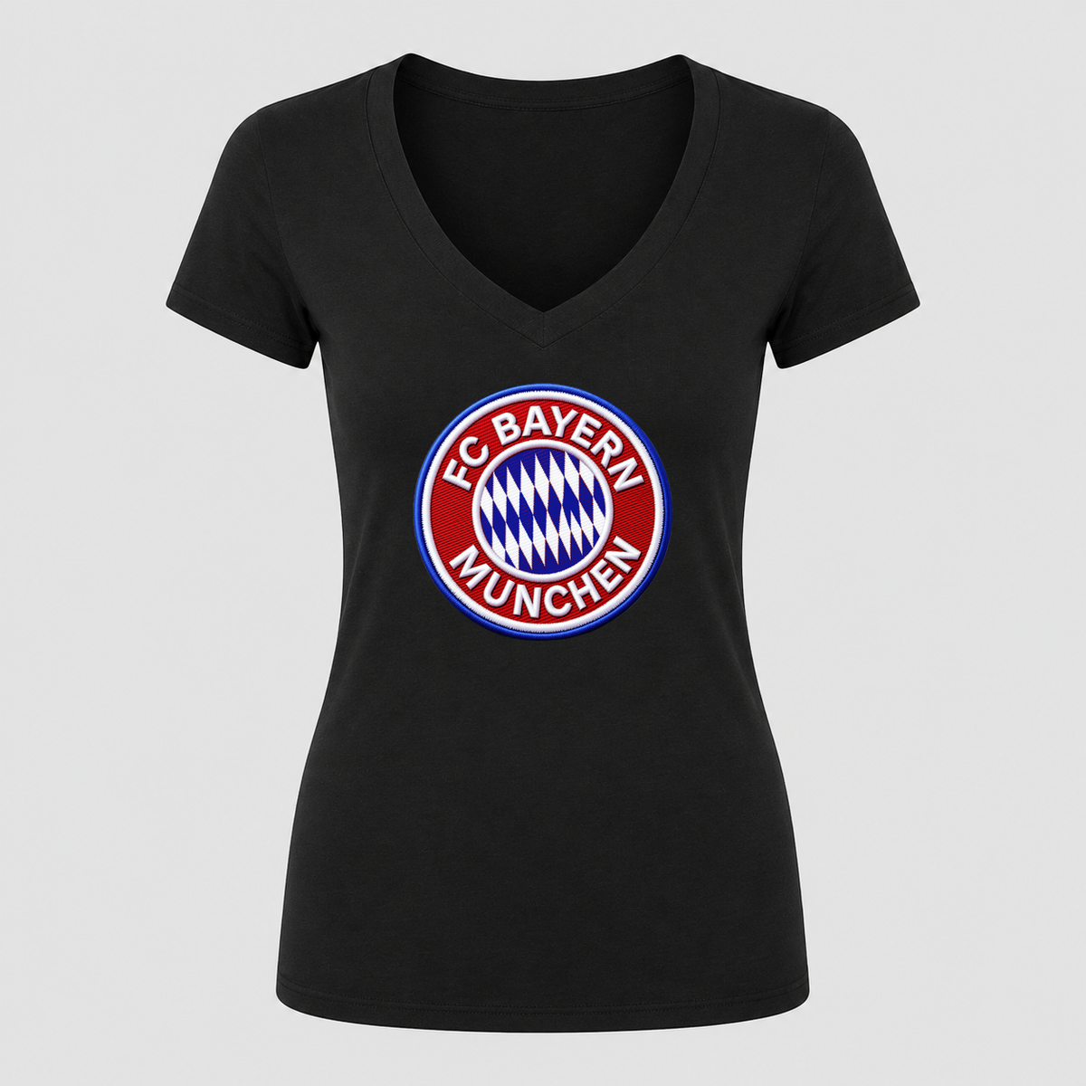 Women's FC Bayern Munich V Neck T-Shirt in black