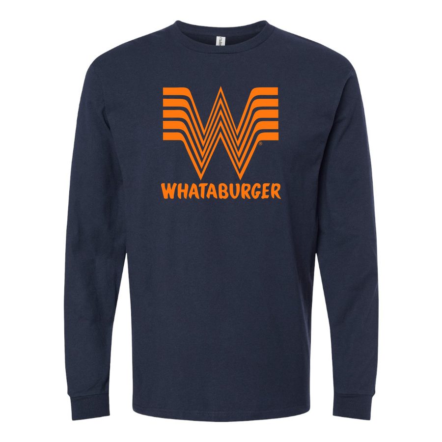 Men's whataburger-logo-png-transparent Long sleeves Cotton Blend T-Shirt - Navy