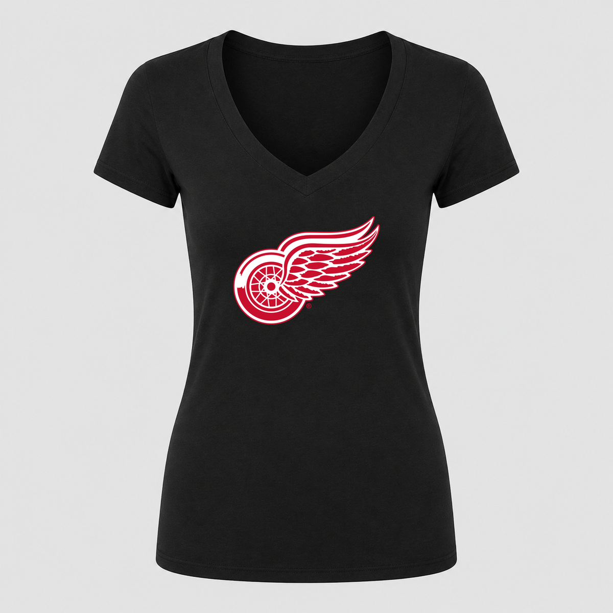 Women's Detroit Red Wings V Neck T-Shirt in black