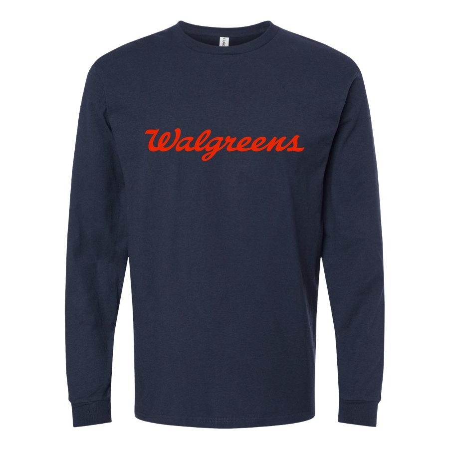 Men's Walgreens-logo-1536x864 Long sleeves Cotton Blend T-Shirt - Navy