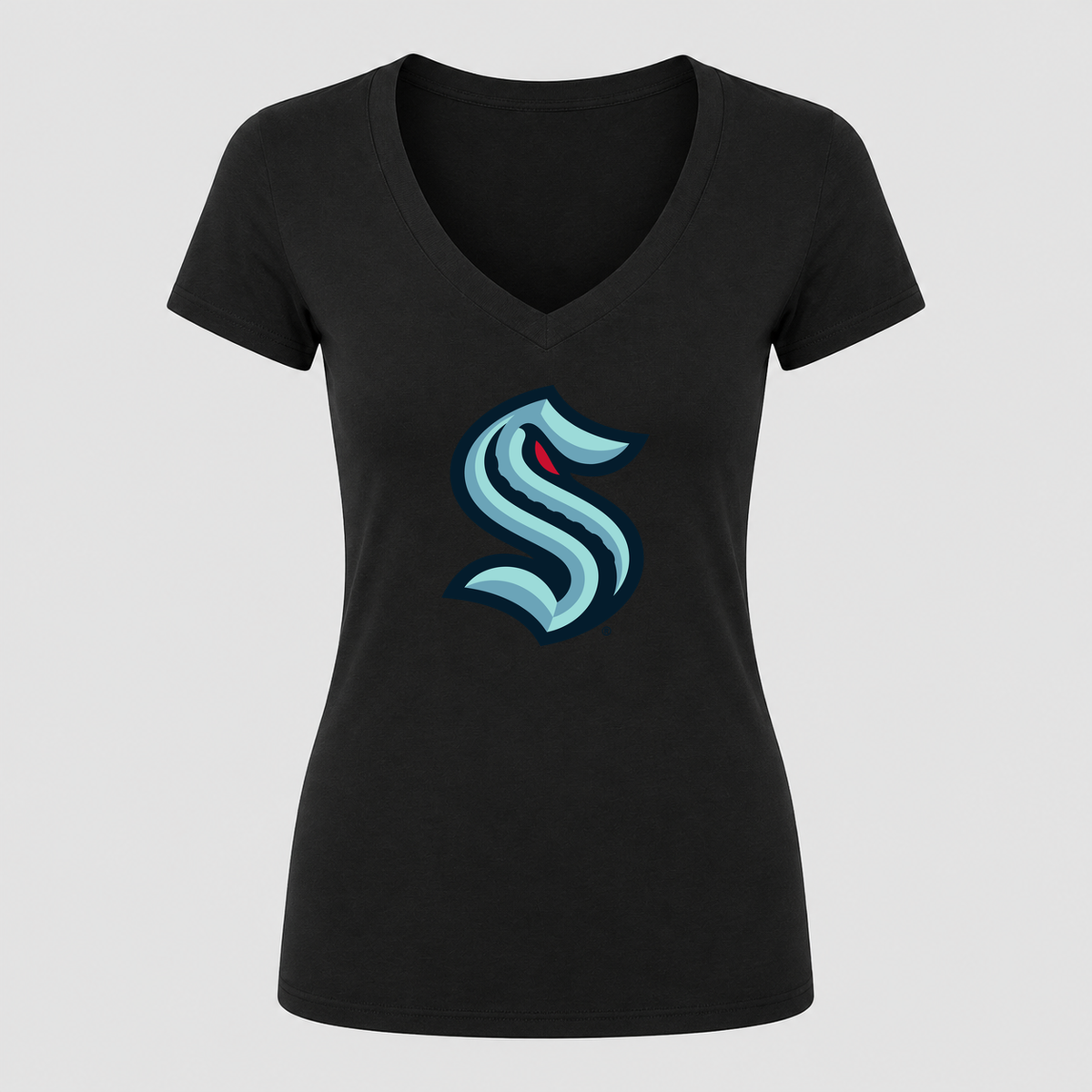 Women's Seattle Kraken V Neck T-Shirt in black