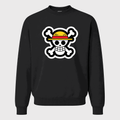 Men's Straw Hat Luffy Crewneck Sweatshirt - Black
