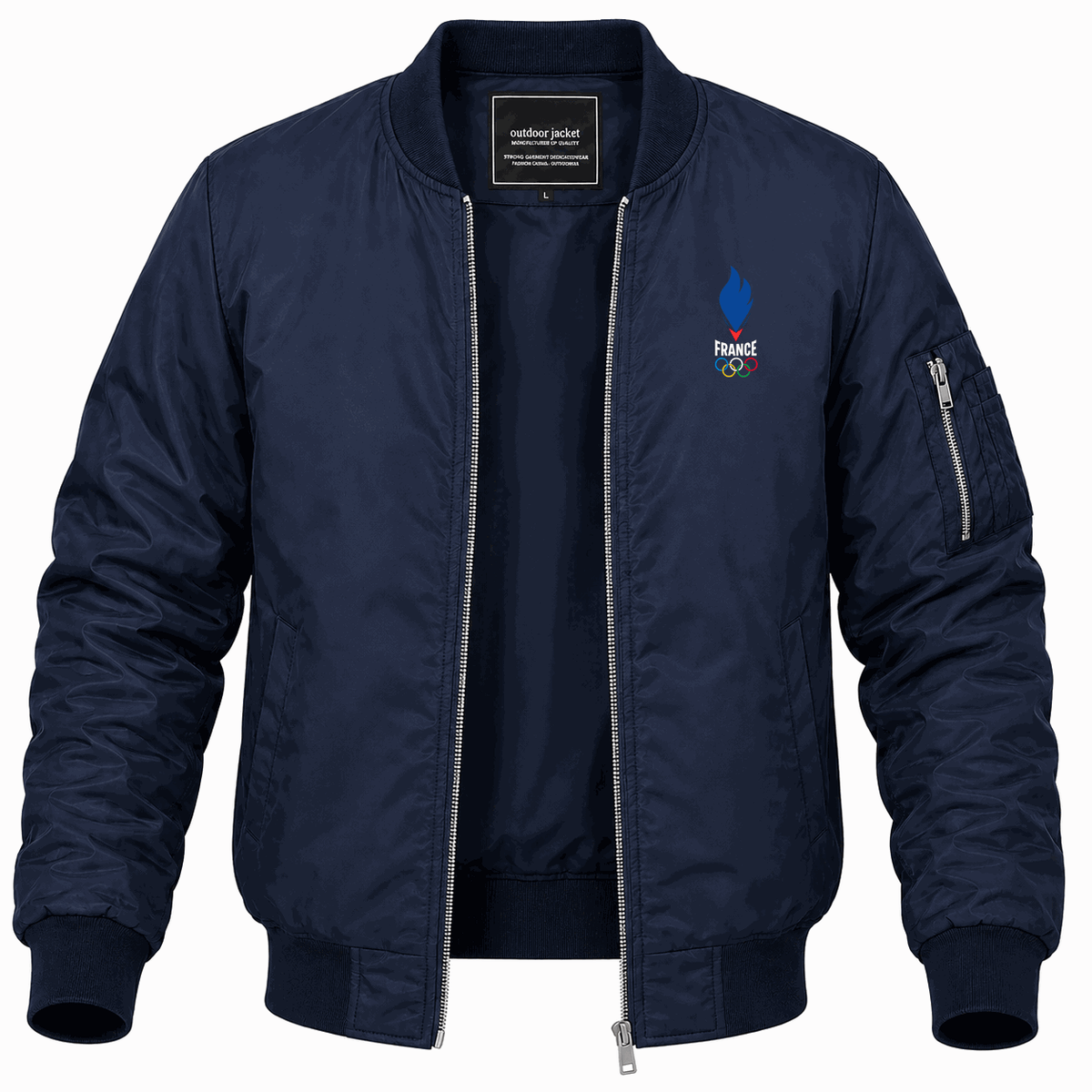 Men's France 2024 white logo Lightweight Bomber Jacket - Navy