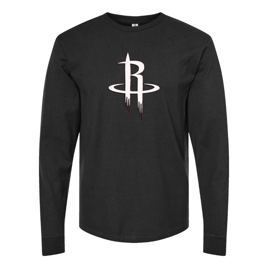 Men's army greeoustonrocksn Long sleeves Cotton Blend T-Shirt - Black