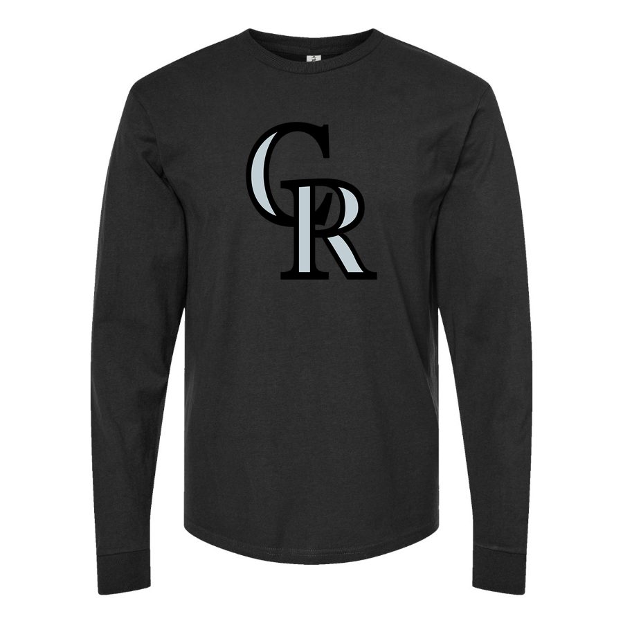 Men's Colorado Rockies Long sleeves Cotton Blend T-Shirt - Black