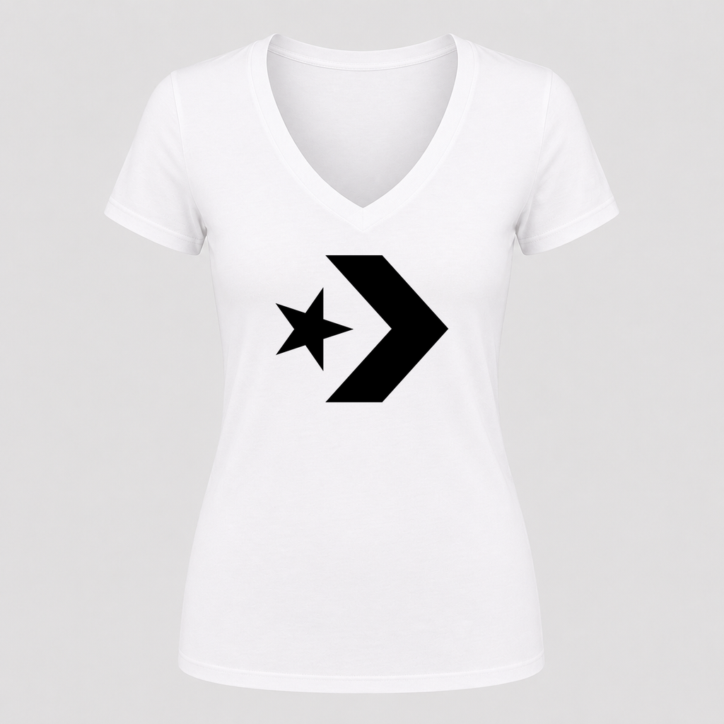 Women's Converse V Neck T-Shirt in white
