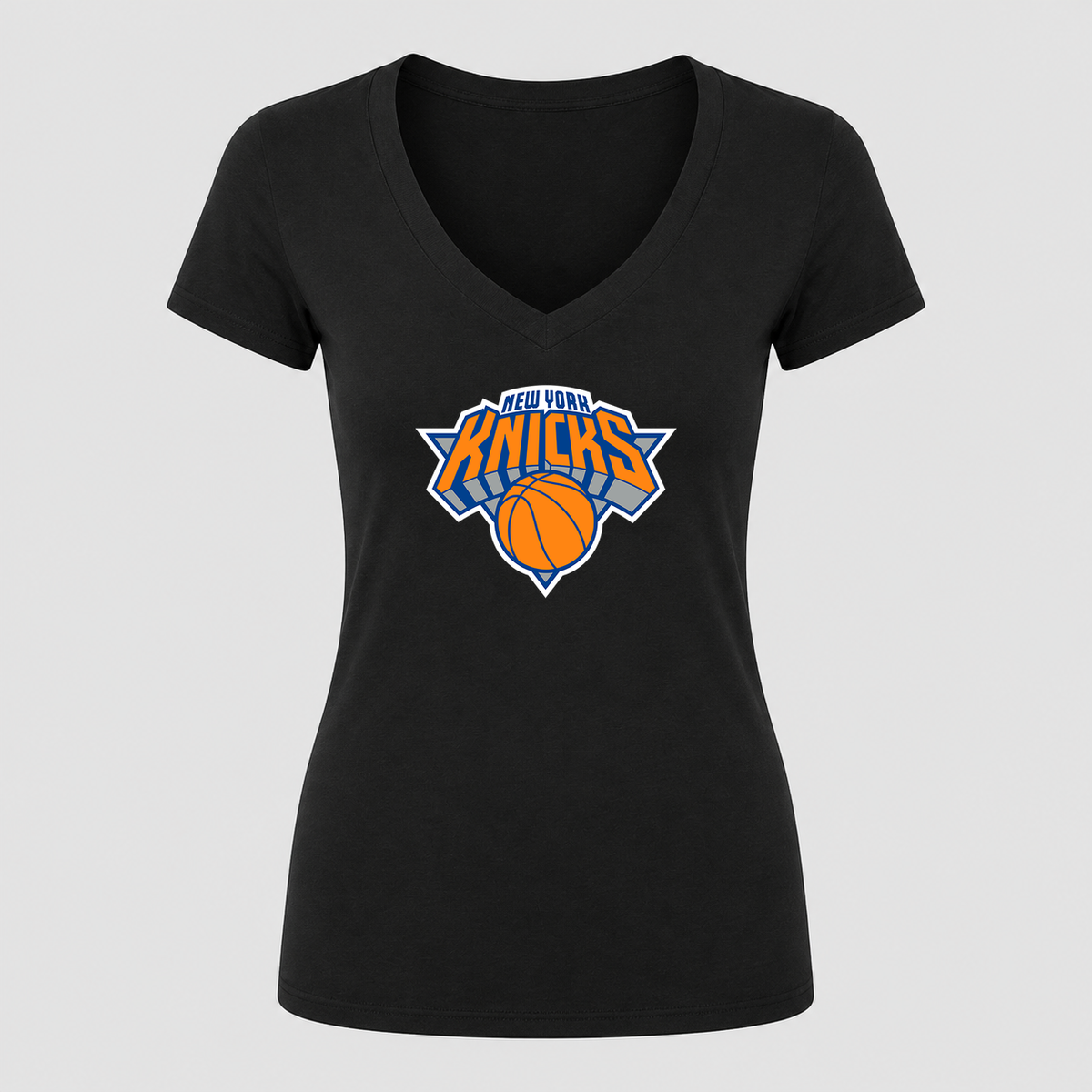 Women's New York Knicks V Neck T-Shirt in black